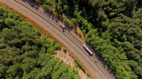 Bird's eye view of freeway traffic Stock Footage 51900257