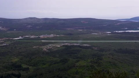 Bird's eye view of garbage mountain in the green zone Stock Footage 132093550