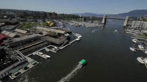 A Birds Eye view of Granville Island from Granville bridge Stock Footage 59124651