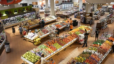 Birds eye view of a grocery store Stock Footage 94528717