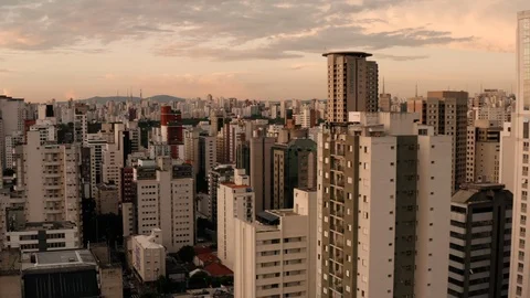 A birds eye view high over a neighbourhood in Sao Paulo. Brazil. Stock Footage 124652418