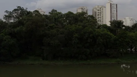 A birds eye view high over a neighbourhood in Sao Paulo. Brazil. Stock Footage 126384288