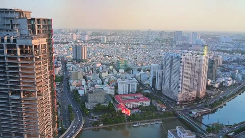 A Bird's Eye View of Ho Chi Minh City, Saigon in Vietnam Stock Footage 296297370
