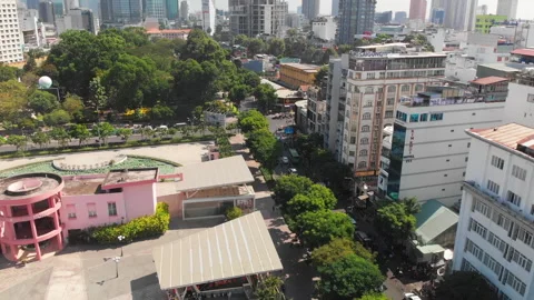A Bird's Eye View of Ho Chi Minh City, Saigon in Vietnam Stock Footage 296297611