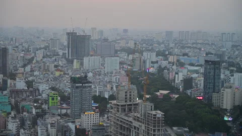 A Bird's Eye View of Ho Chi Minh City, Saigon in Vietnam Stock Footage 296297736