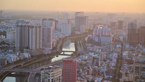 A Bird's Eye View of Ho Chi Minh City, Saigon in Vietnam Stock Footage 296297739