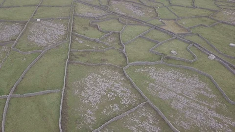 Birds eye view of the iconic stonework of Inisheer island. Stock Footage 121190509