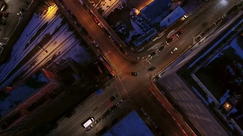 Bird's eye view of the Intersection ( 49th Ave &amp; 21 Street )~ early evening Stock Footage 73747220