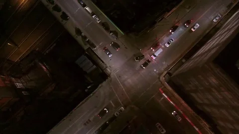 Bird's eye view of an Intersection ~ early evening Stock Footage 73739432