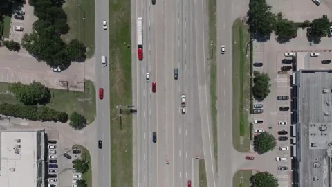 Bird's Eye View of Interstate Highway on a sunny day Stock Footage 301143677