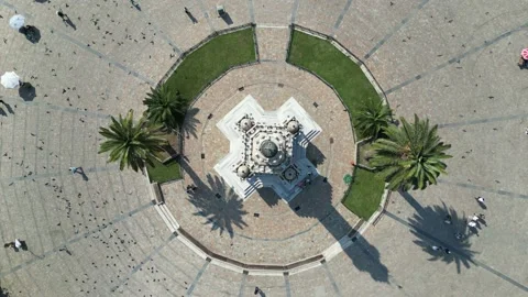 Bird's Eye View Izmir Clock Tower with Pigeons Take Off, Aerial Shot Stock Footage 208030158