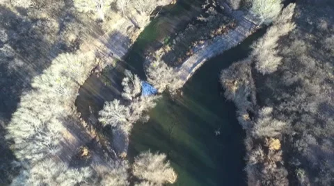 Birds Eye View Looking Down at Verde River Verde Valley Arizona Winter Stock Footage 59301003
