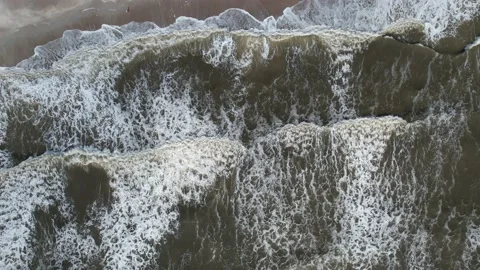 Bird's Eye View of Ocean Waves in Fernandina Beach, Florida Stock Footage 160792559