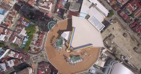 Birds Eye View Of Office Tower And Shopping Mall In Georgetown, Penang, Malaysia Stock Footage 80150585
