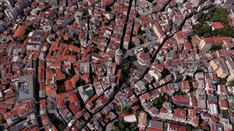 Bird's eye view of old medieval city bui... | Stock Video | Pond5