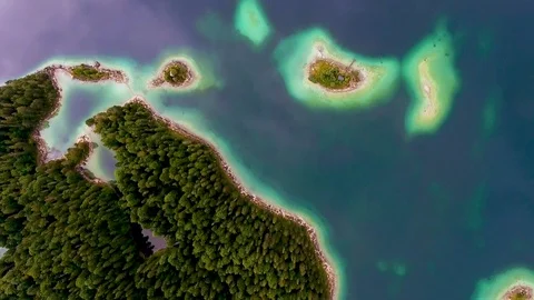 Birds eye view over the Eiblake in Switzerland Video stock 89651564