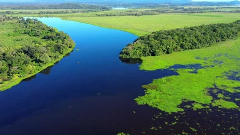 Birds eye view over the Paraguay River i... | Stock Video | Pond5