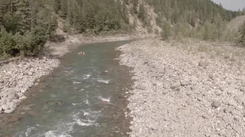 Birds Eye view over river Stock Footage 41244345
