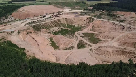 Bird's-eye view over a sand quarry Vidéo 158604978