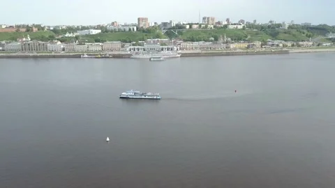 Bird's-eye view of a passing ship Stock Footage 155331656