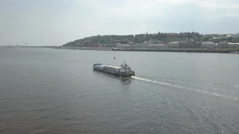 Bird's-eye view of a passing ship Stock Footage 155437368