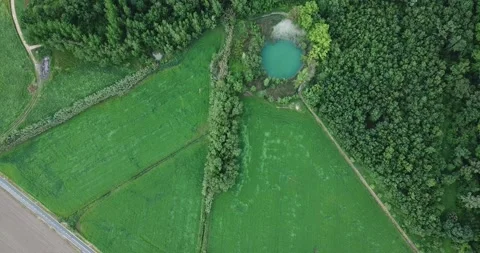  bird's eye view of a pond Stock Footage 220934757