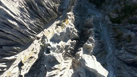 Birds-eye-view of Putangirua Pinnacles, New Zealand Stock Footage 149623201
