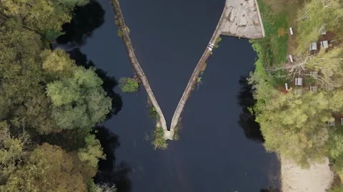 Bird's Eye View Of River And Vegetation In Begonte, Spain - Drone Shot Stock Footage 320609800