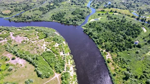 Bird's eye view of the river Stock Footage 160804163
