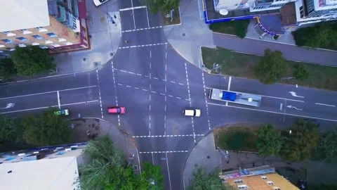 A bird's eye view of a road intersection. Stock Footage 313471292