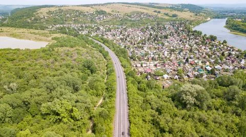 A bird's-eye view of the road Stock Photos