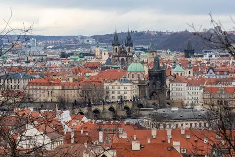Bird's eye view of the rooftops of Prague's Old Town Stock Photos
