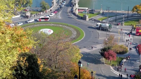 Birds eye view of roundabout Stock Footage 70707991