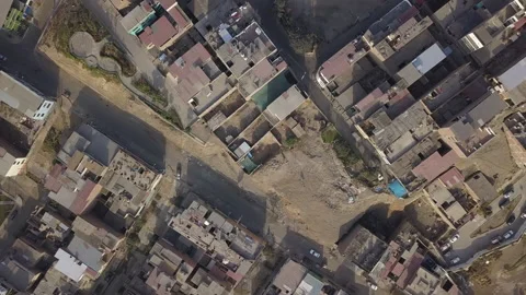 Bird's eye view of a run down neighborhood Video stock 140768186