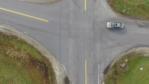 Bird's Eye View of Rural Intersection Stock Footage 97959272