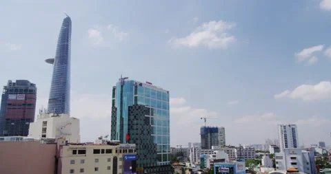 Birds Eye View of the Saigon CBD Stock Footage 143601625