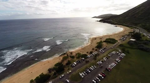 Bird's eye view of Sandy Beach at Oahu's south shore Video stock 45623612