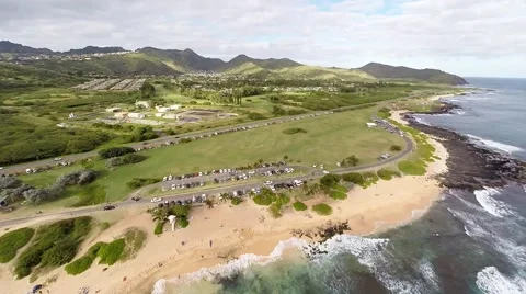 Bird's eye view of Sandy Beach at Oahu's south shore Stock Footage 45623658