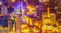 Bird's eye view of shanghai city traffic at night(timelapse, loop) HD Footage