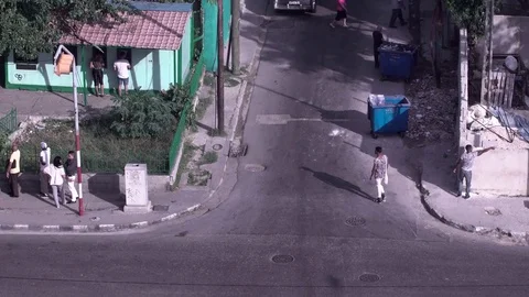 Bird's eye view of small intersection in Havana  Video stock 72466989
