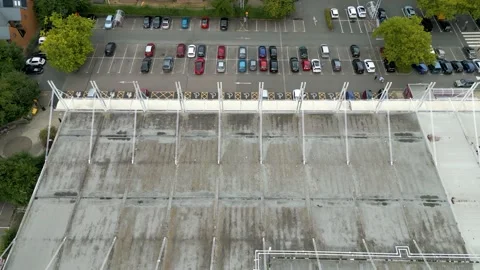 Birds-eye-view of a small supermarket ca... | Stock Video | Pond5