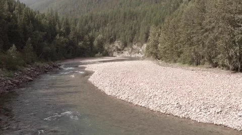 Birds Eye View Soaring over the River Stock Footage 41244347
