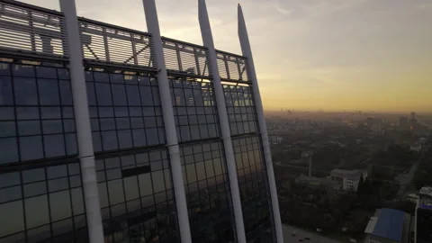 Bird's eye view of Sofia's business district, with the towering modern office Stock Footage 236104631