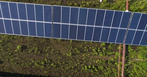 Birds eye view solar panels Close up Video stock 78674674