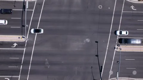 Birds-eye view of suburban intersection Stock Footage 246238984