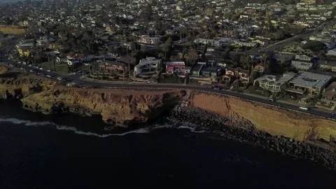 Bird's Eye View of Sunset Cliffs in San Diego, HD Stock Footage 109685397