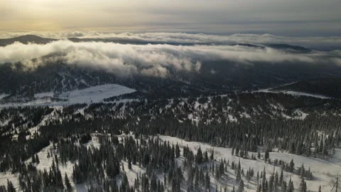 A bird's eye view of the track of the winter resort. Stock Footage 148666158
