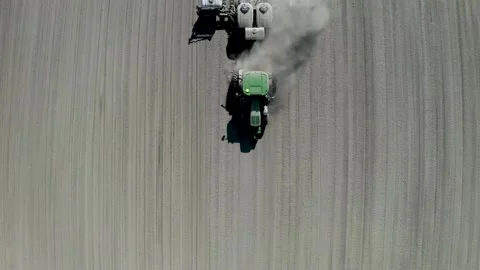 Birds Eye View of Tractor Stock Footage