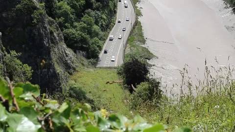 Birds eye view of traffic on the high way 스톡 동영상 111154451