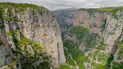 Bird's-eye view of Vikos Gorge in north of the Pindus mountain range, Greece Stock Footage 81565242